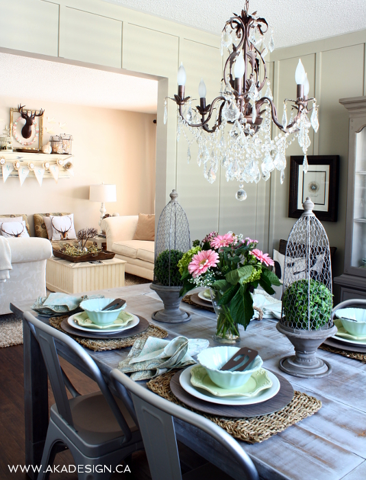 Cottage dining room - love the crystal chandelier kellyelko.com