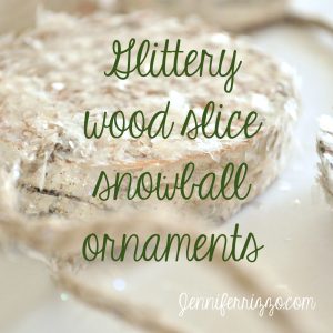 Glittery wood slice ornaments button