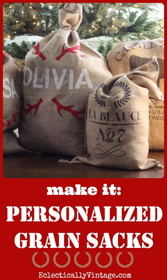 How to make personalized grain sacks - cute little Santa sacks! kellyelko.com