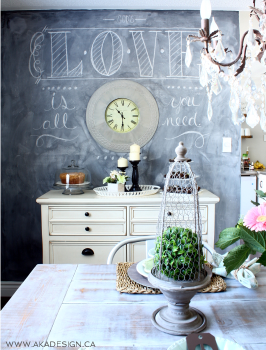 Paint a chalkboard wall in the dining room - fun to add different messages kellyelko.com