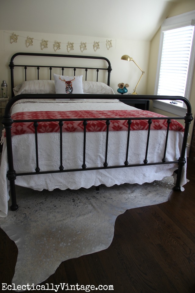 Beautiful vintage style iron bed and guest room kellyelko.com