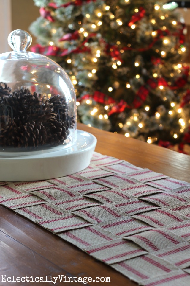 Make a DIY no sew jute webbing table runner kellyelko.com