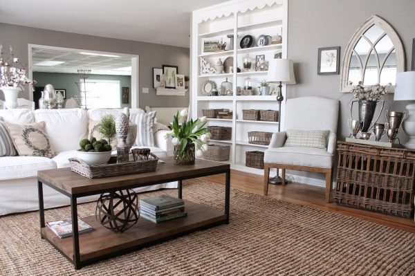 Neutral living room with beautiful texture and interest kellyelko.com