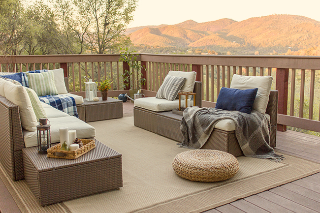 Wow - what a view!  This deck furniture is so inviting and you have to see the inside of this California cottage kellyelko.com