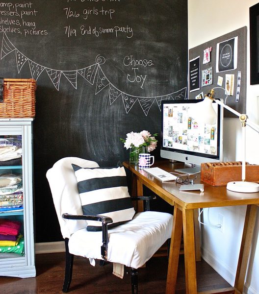 Chalkboard wall - perfect for a home office kellyelko.com