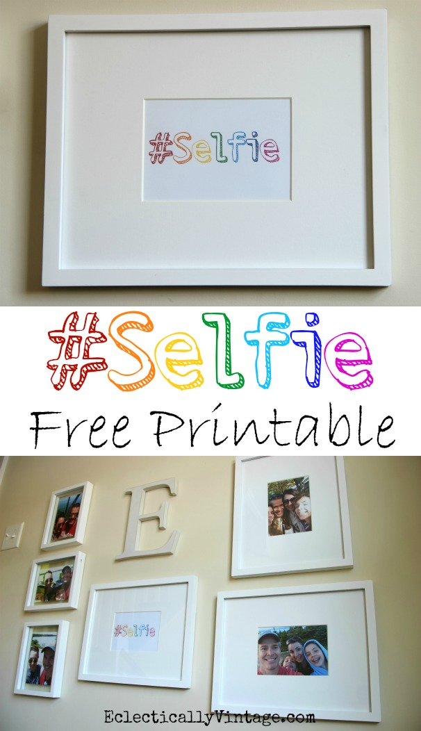 Selfie Family Gallery Wall Ideas - including the FREE Selfie printable #DamageFreeDIY