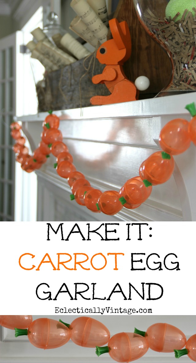 Make this DIY carrot garland - part of this adorable rustic spring mantel kellyelko.com