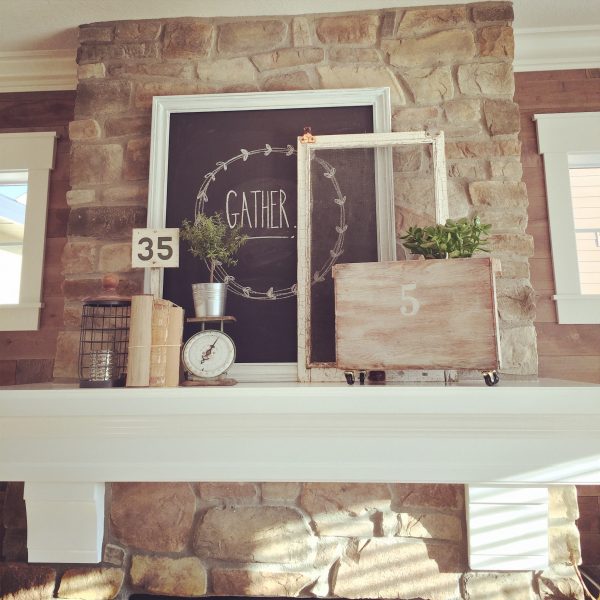 What a focal point! Love this stone fireplace with a crisp white mantel kellyelko.com