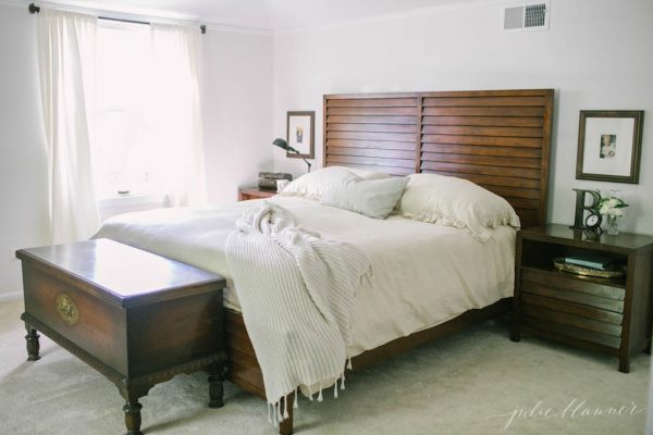 Master bedroom - love the old chest at the foot of the bed kellyelko.com