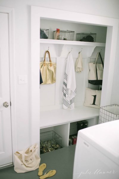 Closet turned mudroom storage kellyelko.com