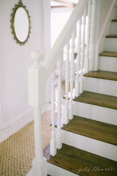 White painted staircase kellyelko.com