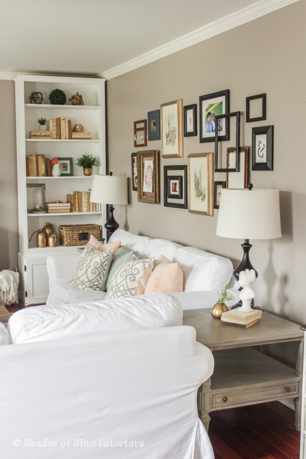 Neutral living room - love the gallery wall kellyelko.com