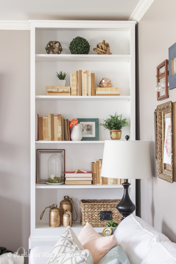 Beautifully styled bookcase kellyelko.com