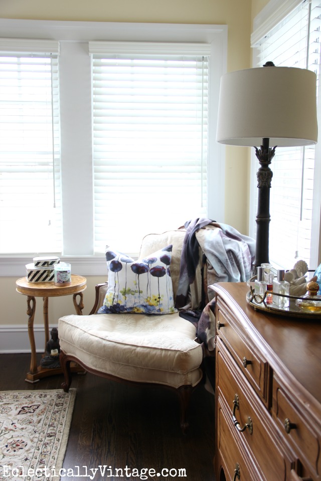 Love this cozy reading nook with the bergere chair kellyelko.com