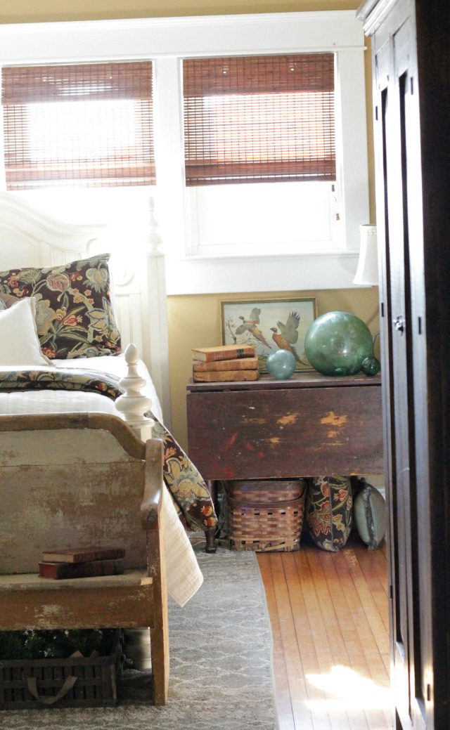 Farmhouse bedroom filled with vintage furniture kellyelko.com