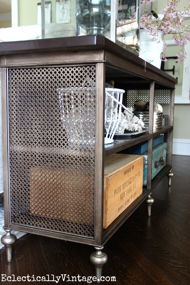 Love the look of this vintage inspired console table and so much room for storage kellyelko.com