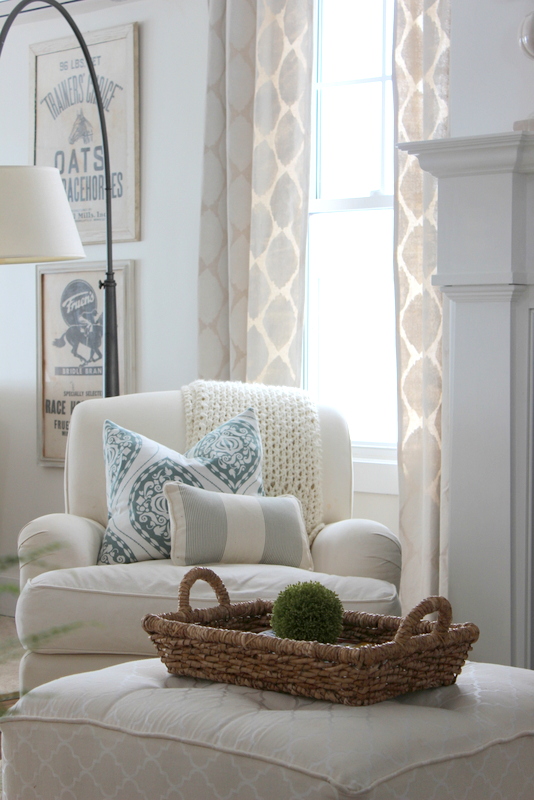 Cozy reading nook - love the neutral fabric and texture kellyelko.com