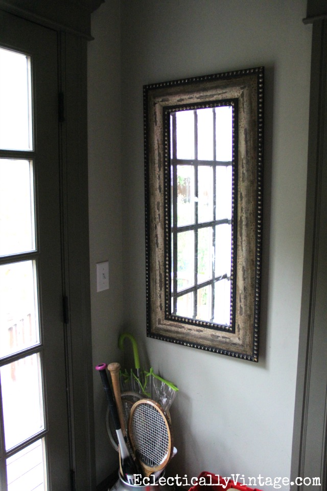 Before mudroom mirror makeover kellyelko.com