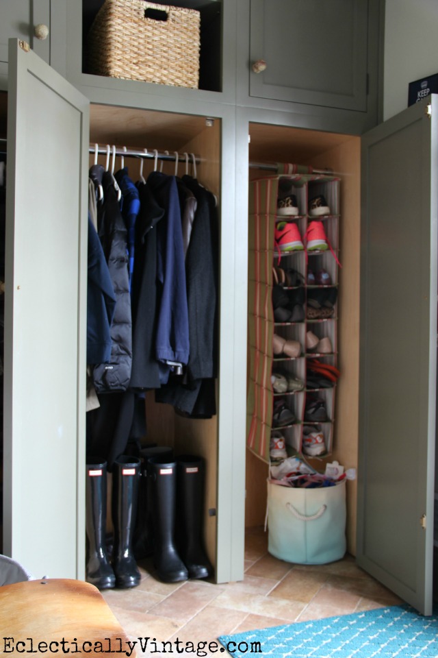 Love the idea of mudroom closets - perfect for hiding the mess kellyelko.com