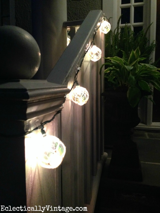 Love these buoy string lights on the front porch for summer kellyelko.com