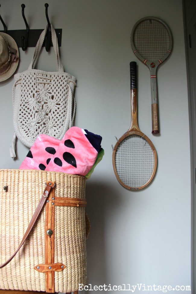 Hang vintage tennis racquets as art kellyelko.com