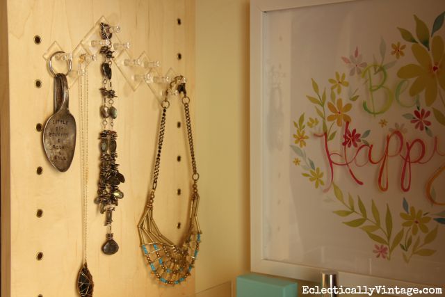 Command Jewelry Organization - great idea to get jewelry out of the drawer and on display where you can see what you have kellyelko.com