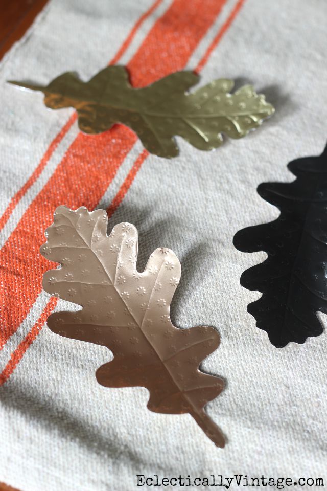 DIY Metal Leaves - seems so easy to emboss them for texture kellyelko.com