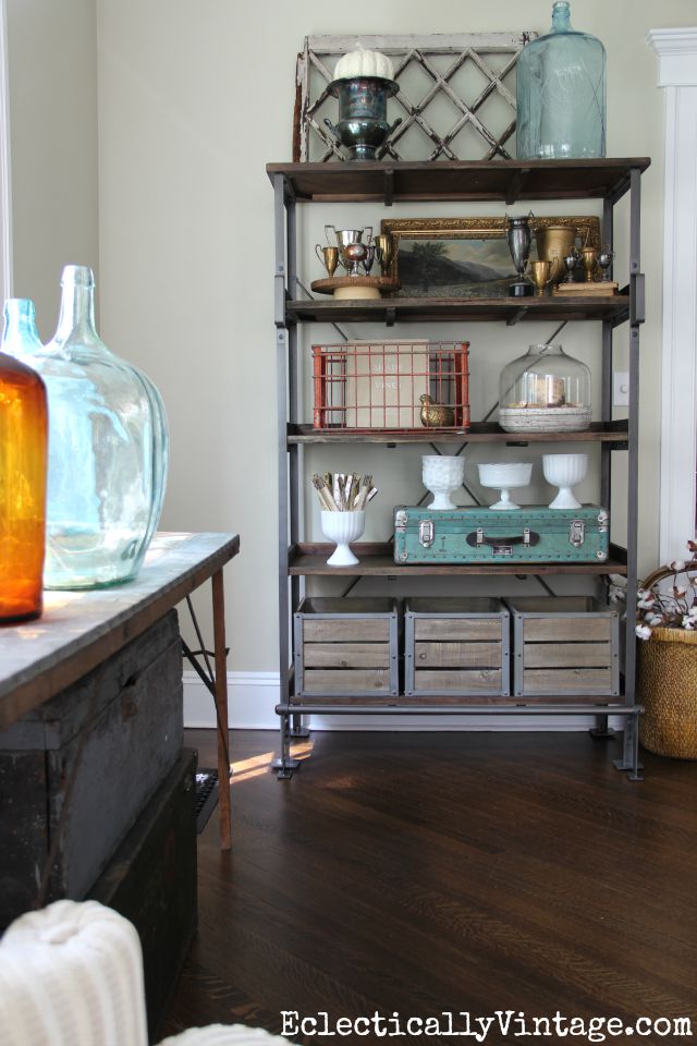 Love the artfully arranged open shelves and all of her great collections kellyelko.com