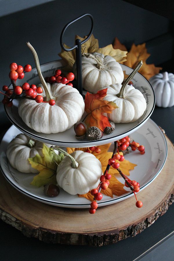 Mini white pumpkin fall centerpiece