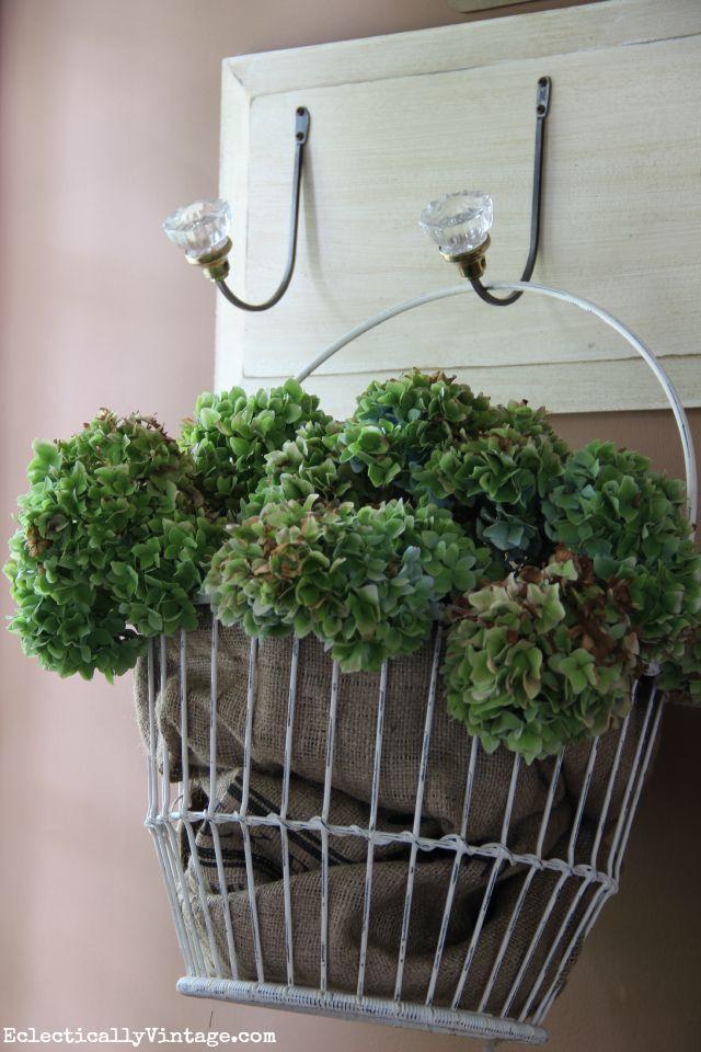 Basket of hydrangeas kellyelko.com