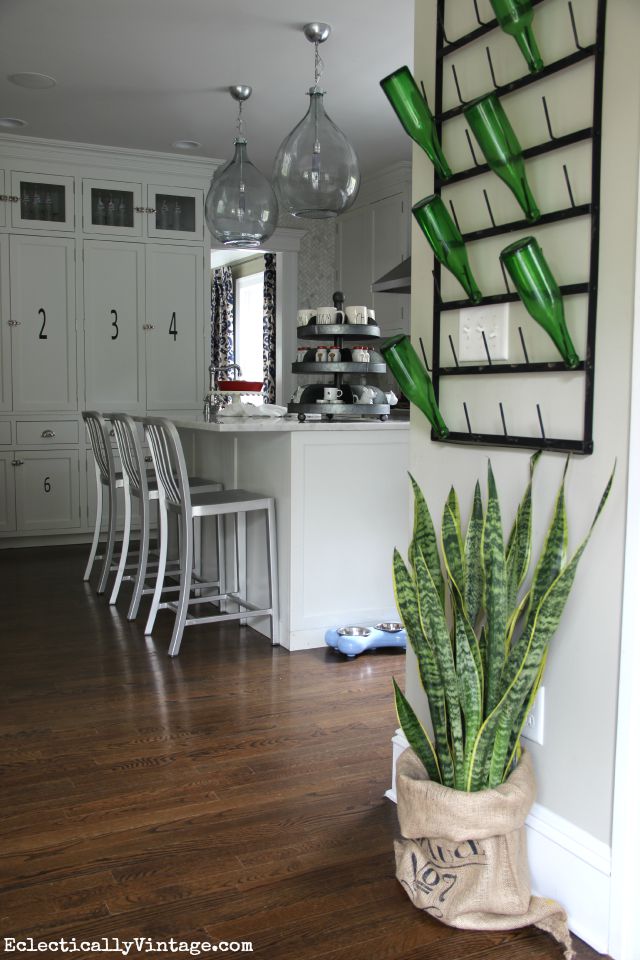 Eclectic kitchen - love the bottle drying rack kellyelko.com