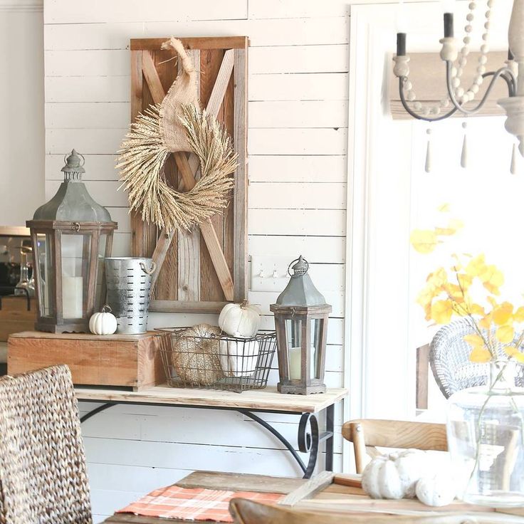 Neutral farmhouse fall decor kellyelko.com