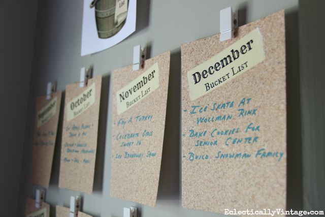 Free Bucket List Printable - fun idea to post on the wall with a years worth of fun family activities! kellyelko.com