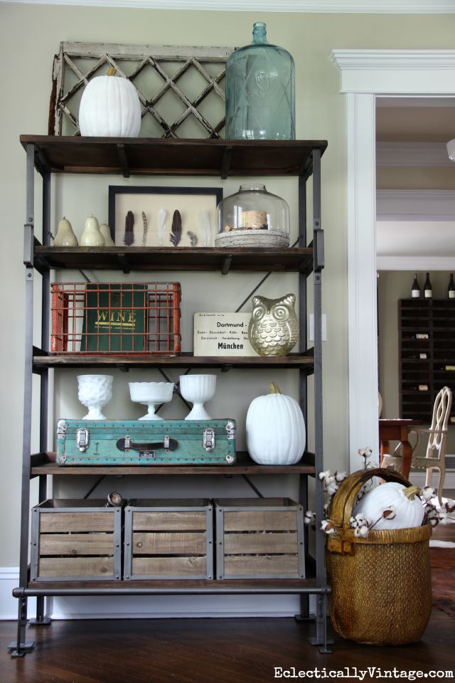 Love the beautiful styling on this industrial shelving kellyelko.com