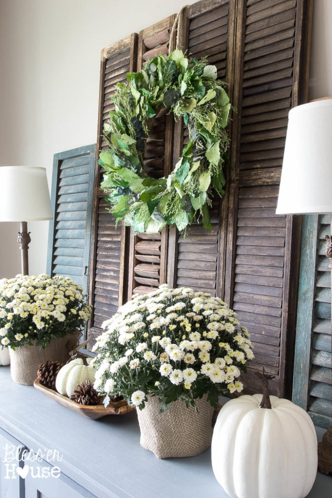 Rustic shutters are a perfect backdrop for a wreath 