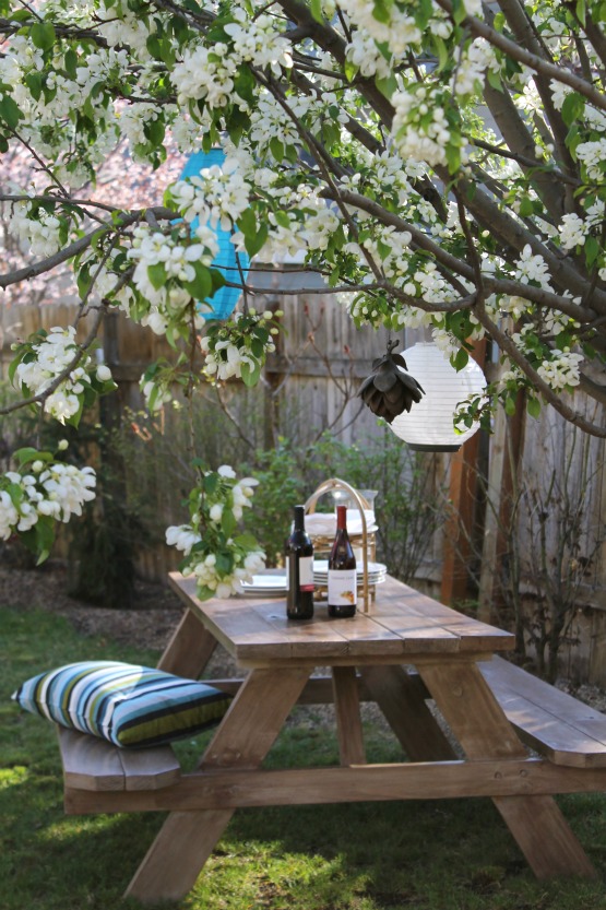 A flowering tree is the perfect place for a picnic