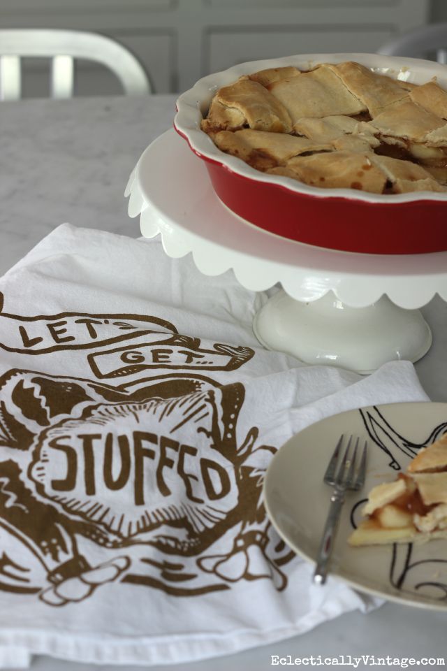 Let's Get Stuffed - what a fun dish towel for fall kellyelko.com