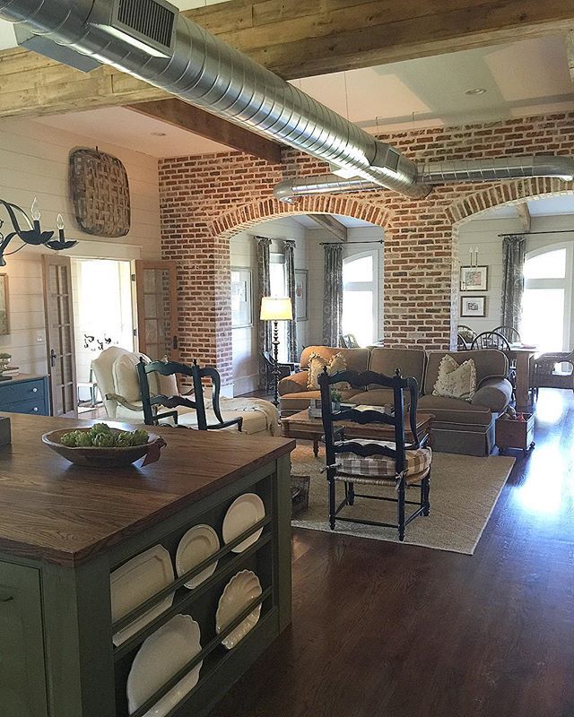 Beautiful farmhouse family room with tons of character kellyelko.com