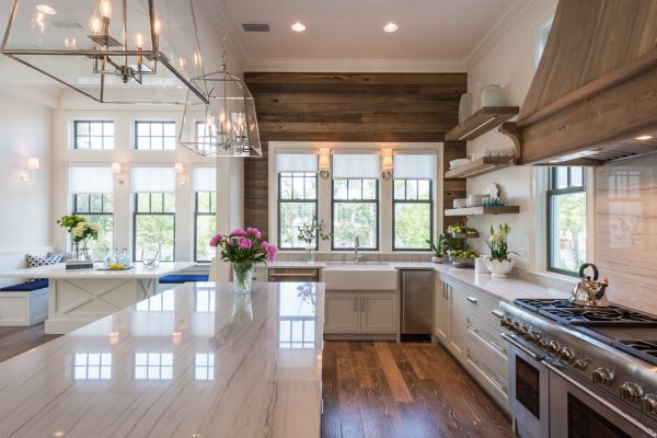 Wow - love this white kitchen with the perfect mix of rustic wood - take the full tour kellyelko.com