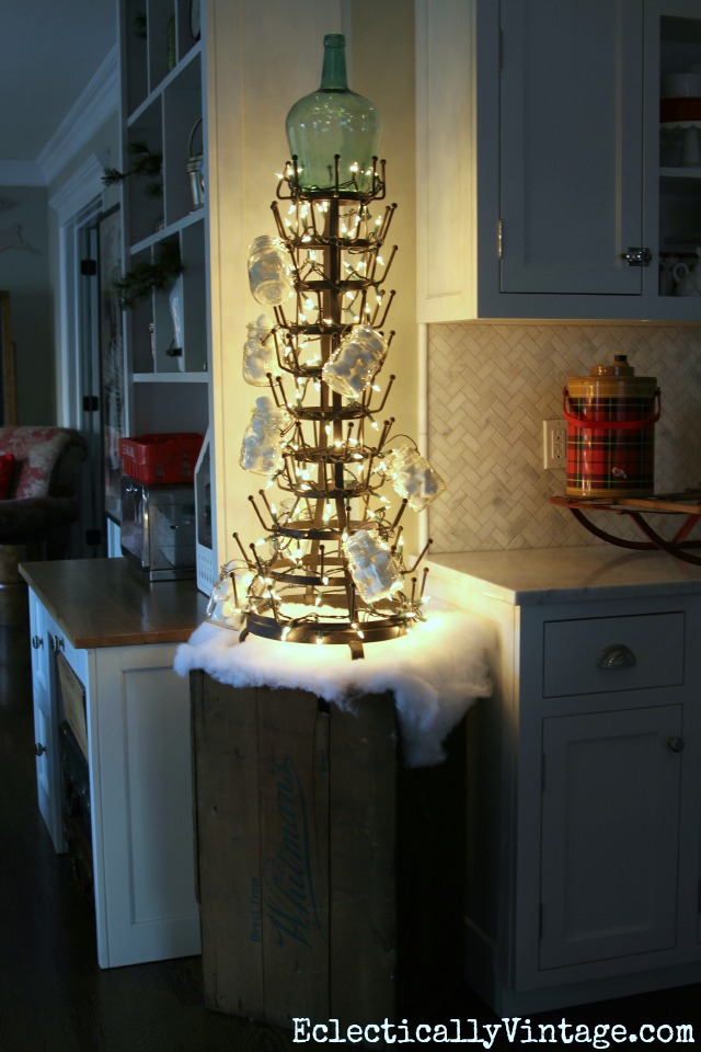 Love this bottle drying rack Christmas tree! kellyelko.com