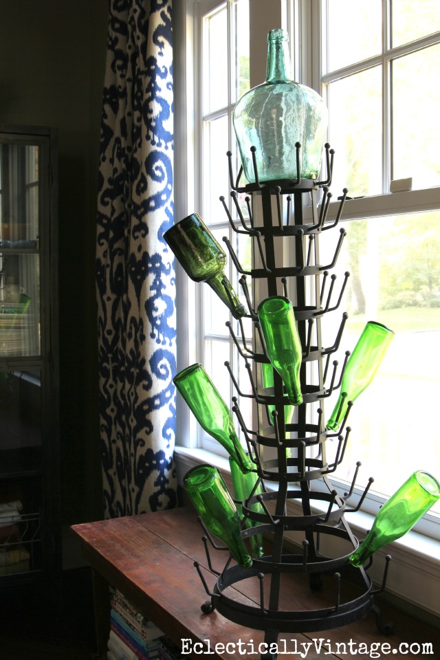 Huge bottle drying rack - love this in her wine themed dining room kellyelko.com