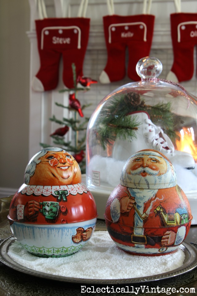 Vintage Santa & Mrs. Claus tobacco tins kellyelko.com