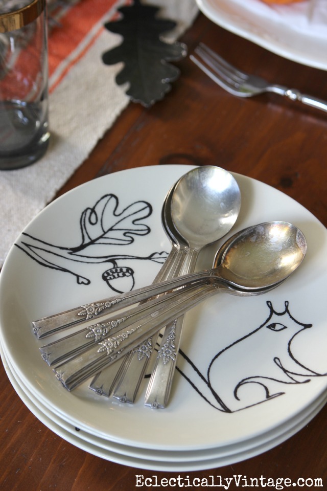 Squirrel plates and vintage silverware kellyelko.com