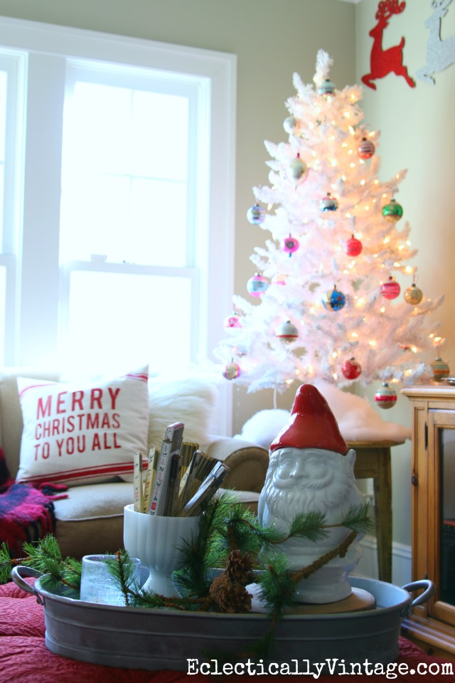 Decorating with a White Christmas Tree Eclectically Vintage