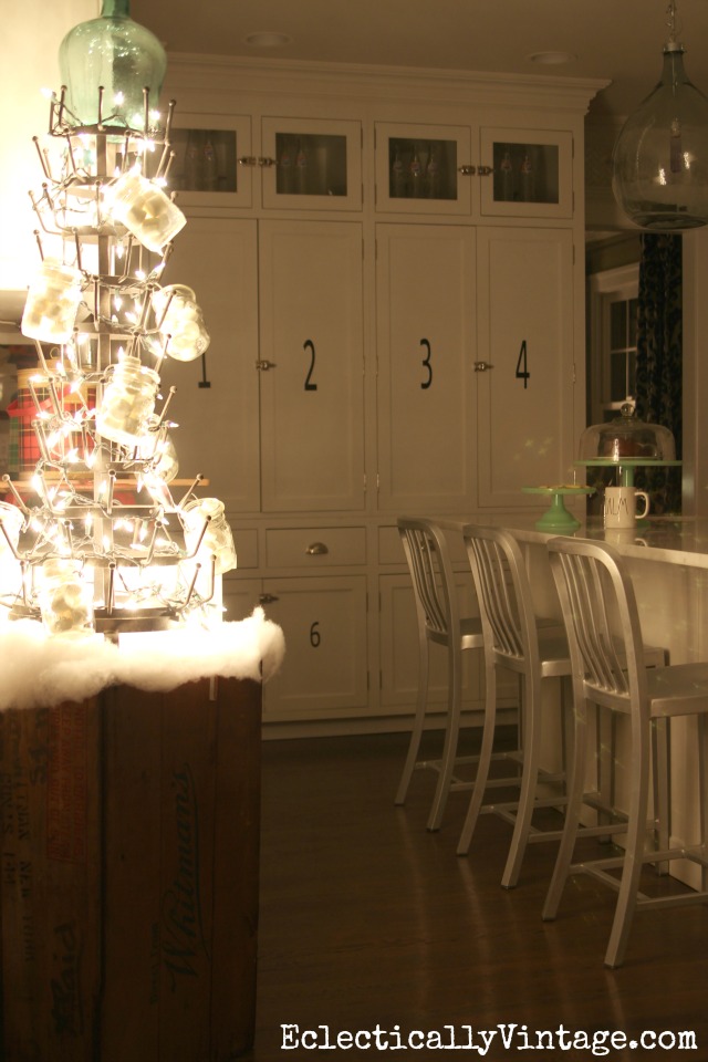 Love this huge bottle drying rack Christmas tree! kellyelko.com