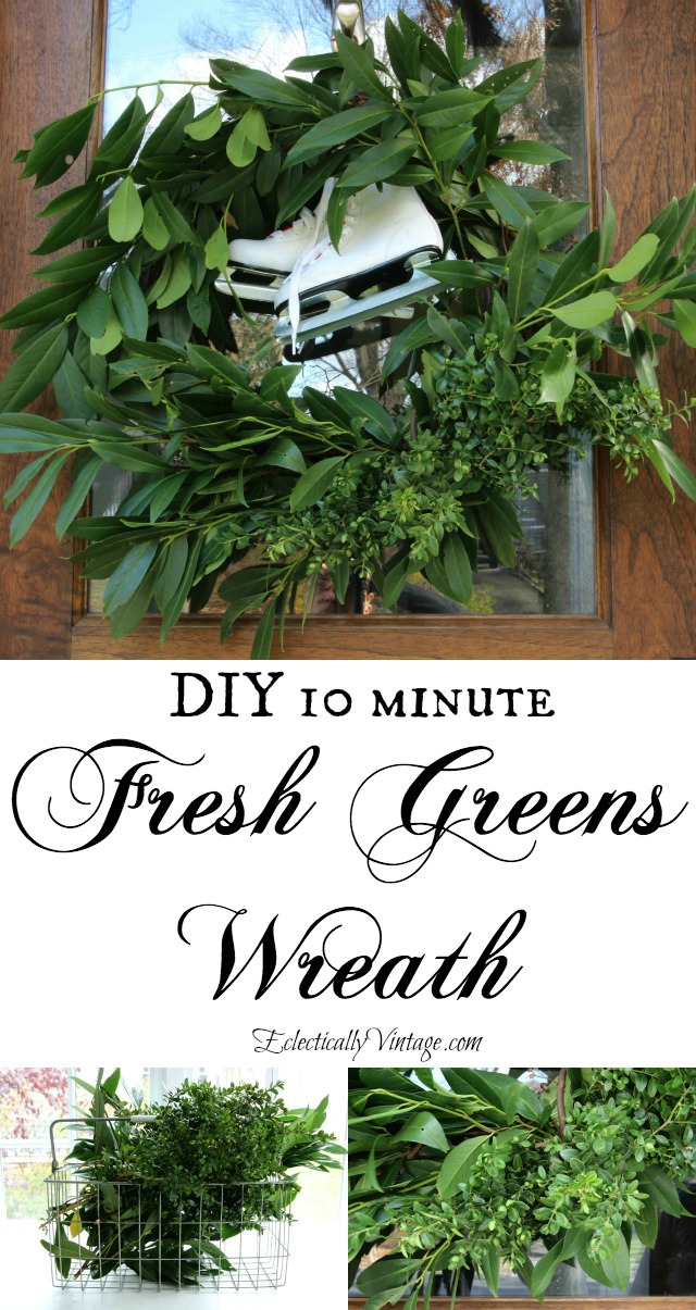 DIY Fresh Greens Wreath - the easiest way to make one with clippings from your yard! kellyelko.com