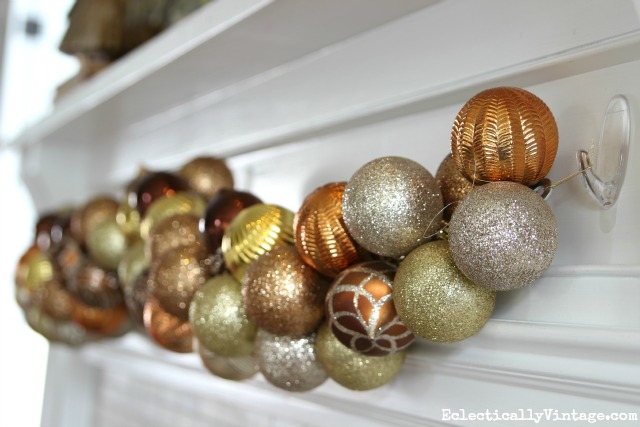 DIY metallic ornament garland kellyelko.com