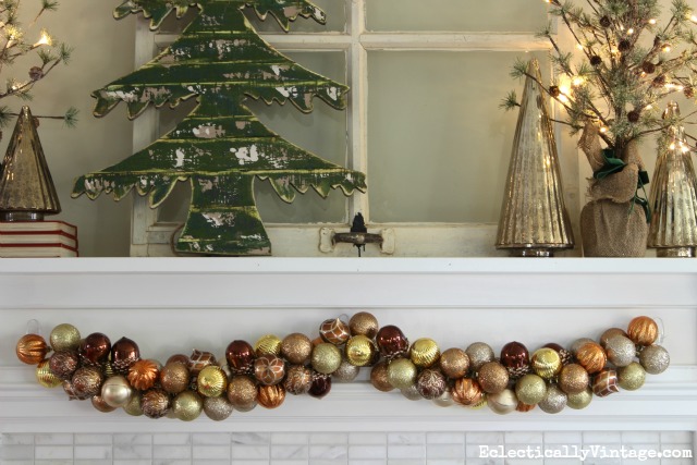 How to make ornament garland - this is the easiest way I've seen kellyelko.com