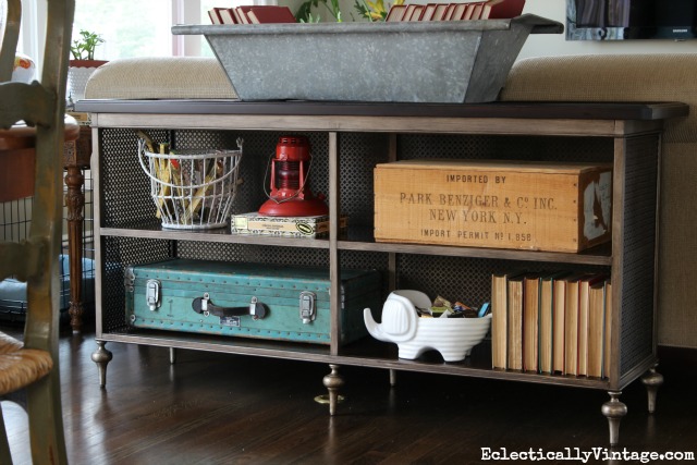 Console table styling - love the mix of old and new kellyelko.com