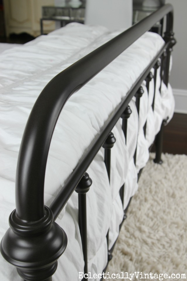 Vintage style black iron bed kellyelko.com